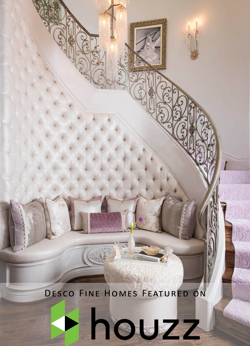 Desco Fine Homes was featured on the homepage of Houzz! This exquisite staircase was the second most popular staircase photo on Houzz.