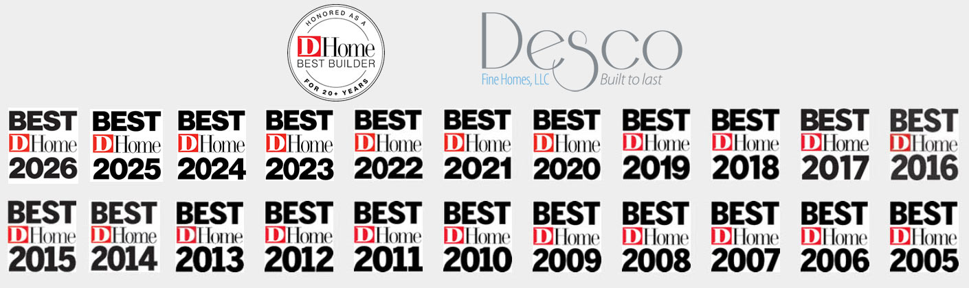 Desco Fine Homes is an award-winning custom home builder and remodeler in North Dallas. Desco has been voted Best Builder in Dallas by D Home Magazine for the last 22 years in a row! Call us at 972-381-8995. Desco Fine Homes is an award-winning custom home builder and remodeler in North Dallas. Desco has been voted Best Builder in Dallas by D Home Magazine for the last 22 years in a row! Call us at 972-381-8995.