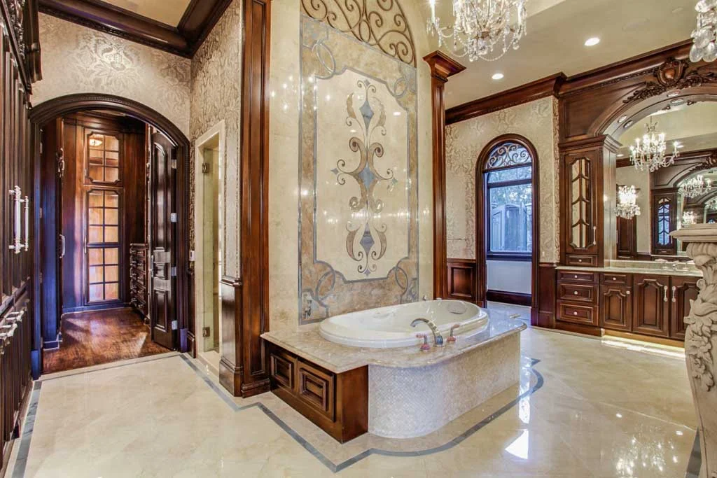 Remodel: stunning home makeover in Dallas by Desco Fine Homes creates an exquisite master closet and spa retreat in this Preston Hollow home.