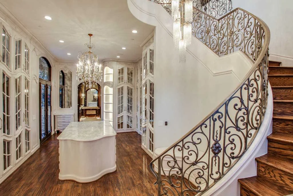 Remodel: stunning home makeover in Dallas by Desco Fine Homes creates an exquisite master closet and spa retreat in this Preston Hollow home.