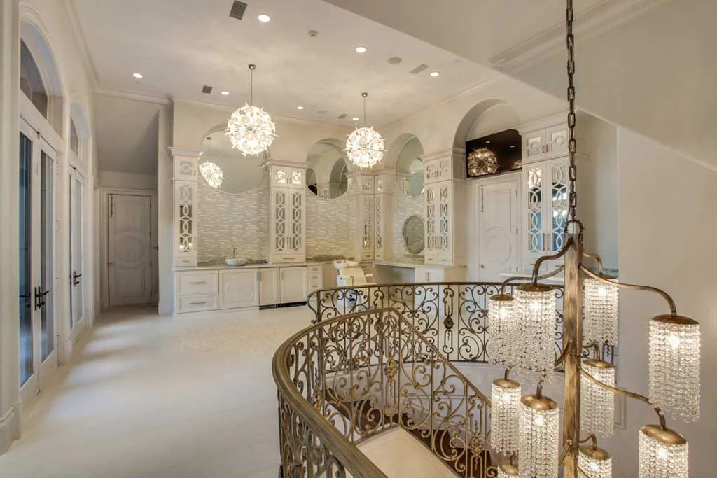 Remodel: stunning home makeover in Dallas by Desco Fine Homes creates an exquisite master closet and spa retreat in this Preston Hollow home.